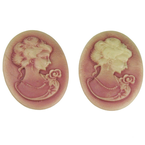 Kaboszon kamea Lady Oval Cameo  - brudny róż perłowy - 30mm