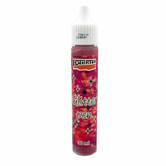 Konturówka brokatowa Glitter pen - Pentart - 30ml czerwony/red