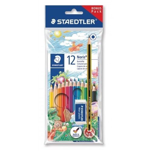 Kredki 12 kolorów, ołówek i gumka Noris Club - Steadtler