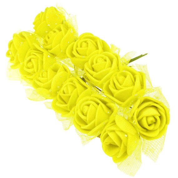 Kwiatki piankowe żółte z tiulem