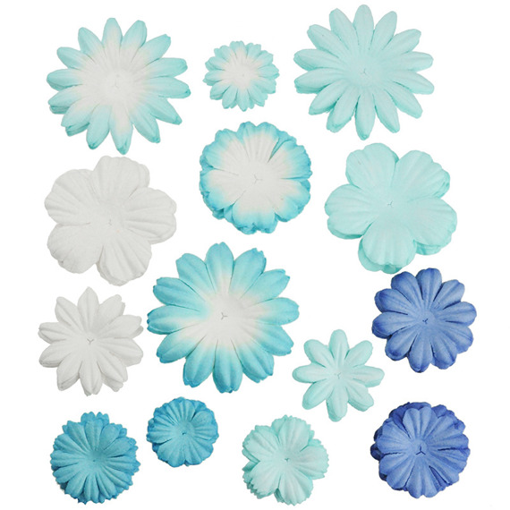 Kwiaty / płatki - mix niebieski - 100szt