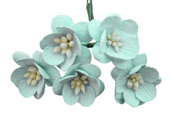 Kwiaty wiśni - miętowe - 50szt