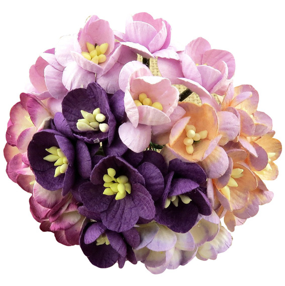 Kwiaty wiśni - mix fioletowo-liliowy - 50szt