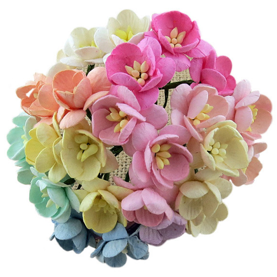 Kwiaty wiśni - mix pastelowy - 50szt