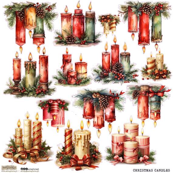 Naklejki - ScrapLove - Christmas candles