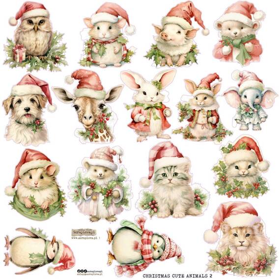 Naklejki - ScrapLove - Christmas cute animals 2