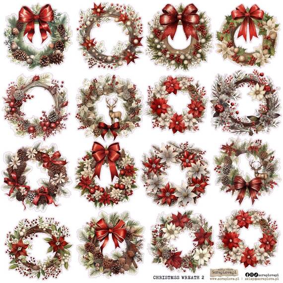 Naklejki - ScrapLove - Christmas wreath 2