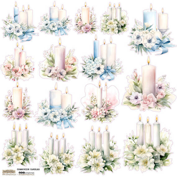 Naklejki - ScrapLove - Communion candles świece