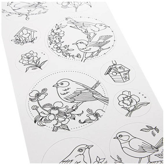 Naklejki do kolorowania z brokatem - Papermania - Birds ptaszki