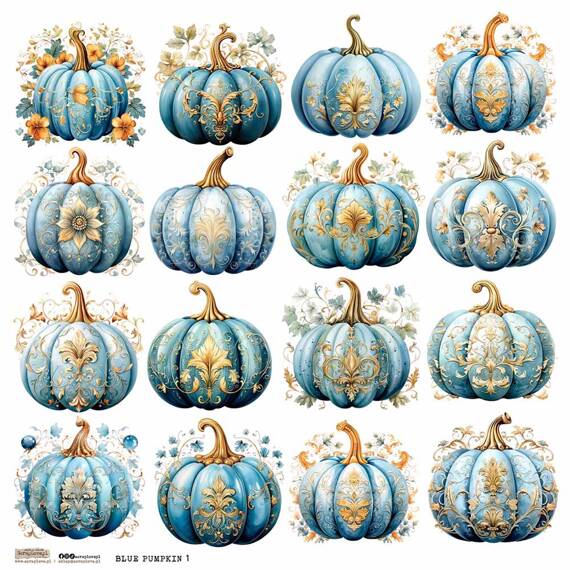 Naklejki papierowe - ScrapLove - Blue Pumpkin 1 niebieskie dynie