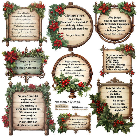 Naklejki papierowe - ScrapLove - Christmas Quotes 1 świąteczne cytaty