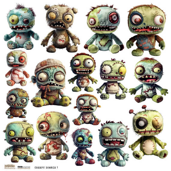 Naklejki papierowe - ScrapLove - Creepy Zombie 1 straszne zombie