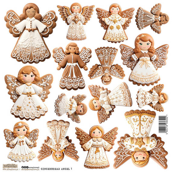 Naklejki papierowe - ScrapLove - Gingerbread Angel 1 ciasteczka aniołki