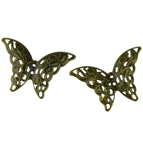 Ozdoby metalowe - motyle antyczne złoto - 10szt