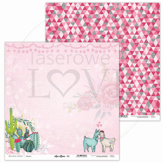 Papier 30x30  - Laserowe Love - Love Llama 03