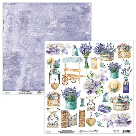 Papier 30x30 z elementami - Mintay - Lavender Farm