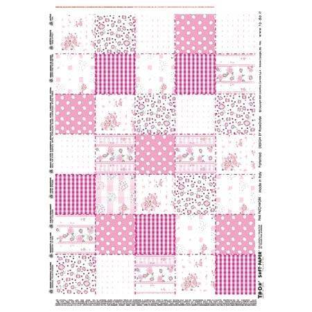 Papier decoupage 50x70cm SOFT - Pink Patchwork