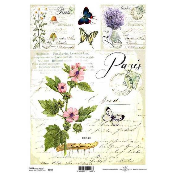 Papier decoupage A4 SOFT ITD-S002 kwiaty polne