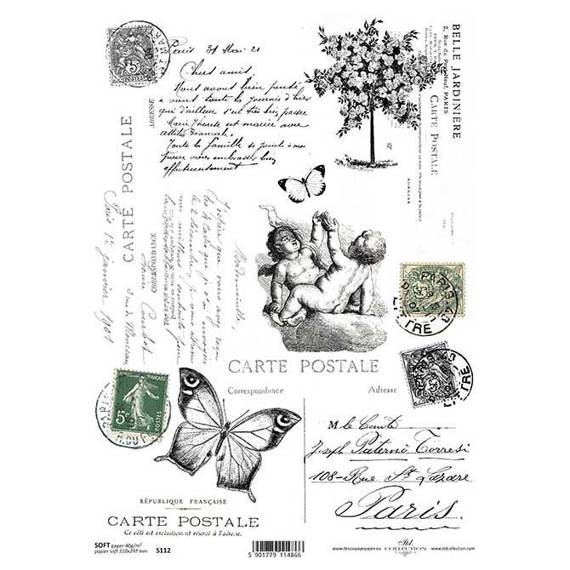 Papier decoupage SOFT ITD-S112 - A4 pismo ręczne motyl