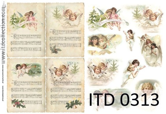 Papier do decoupage ITD-0313M świąteczne aniołki