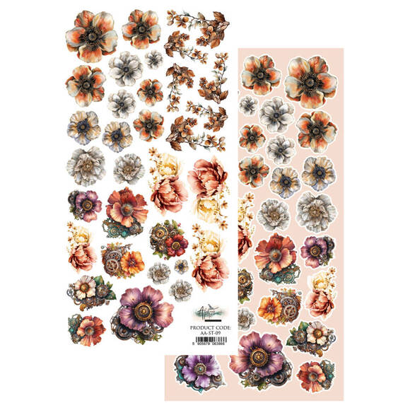 Papier do scrapbookingu 15x30 - Alchemy of Art - Steampunk Time Flowers