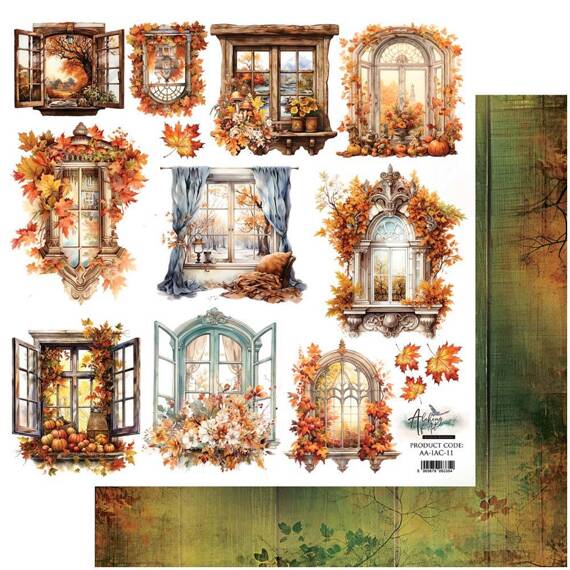 Papier do scrapbookingu 30x30 - Alchemy of Art - In Autumn Colors jesienne okna