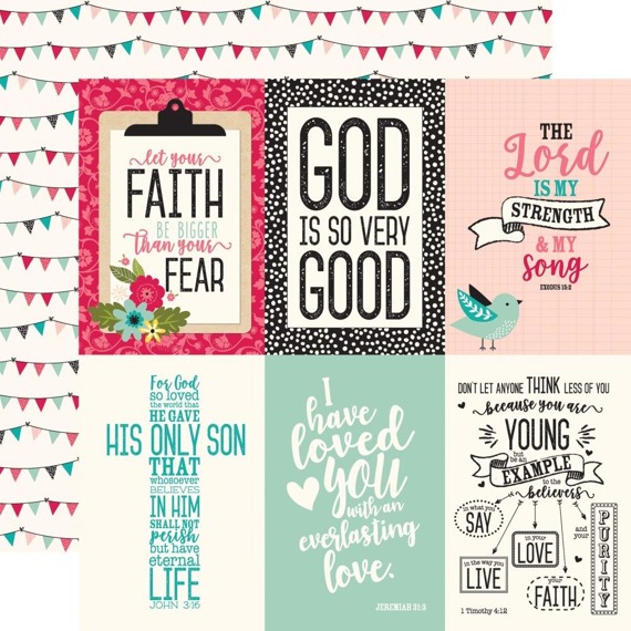 Papier do scrapbookingu 30x30 - Echo Park - Forward with Faith - 4x6 Journaling Cards