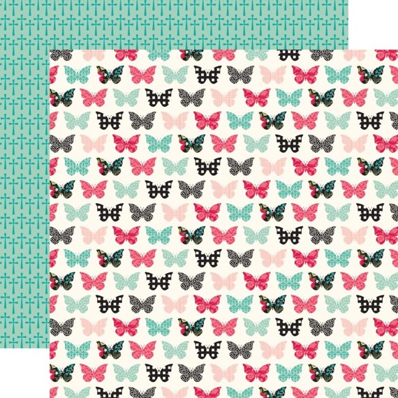 Papier do scrapbookingu 30x30 - Echo Park - Forward with Faith - Blessed Butterflies