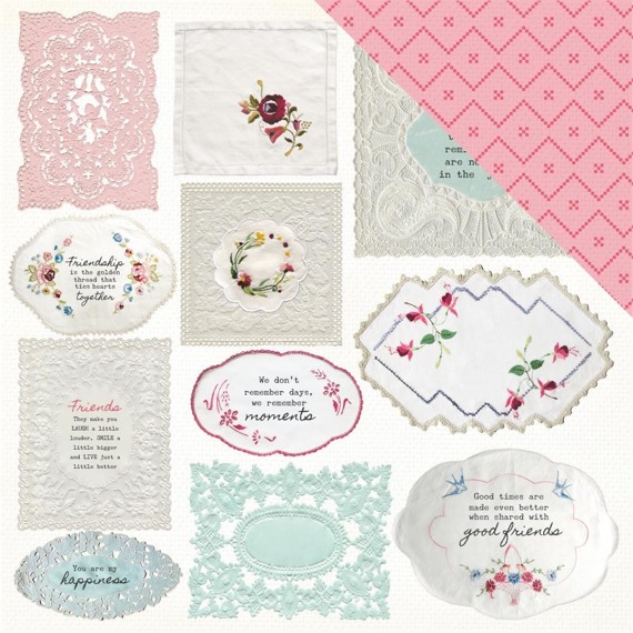 Papier do scrapbookingu 30x30 - Kaisercraft - Miss Betty Collection - Handkerchief