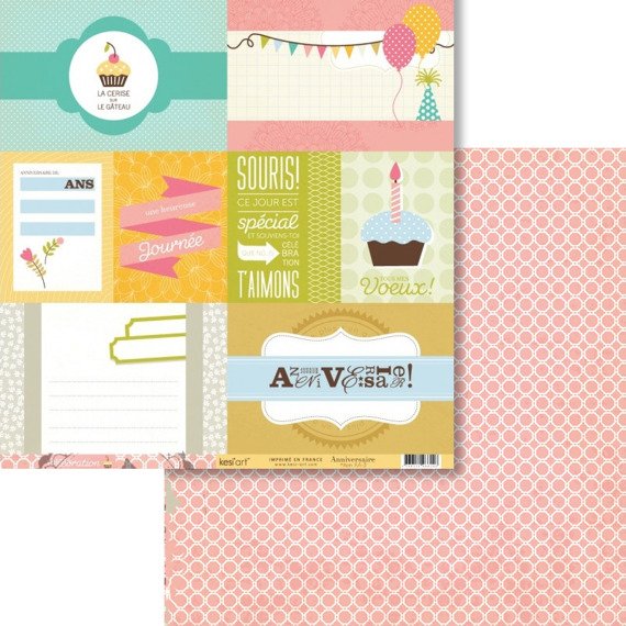 Papier do scrapbookingu 30x30 - Kesi'Art - Anniversaire