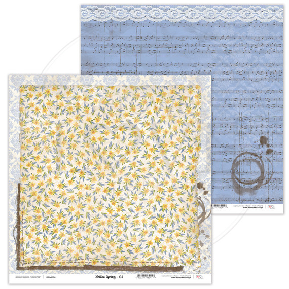 Papier do scrapbookingu 30x30  - Laserowe Love - Yellow Spring 04