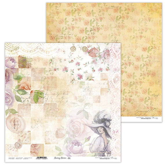 Papier do scrapbookingu 30x30  - Lexi Design - Sewing Stories 01