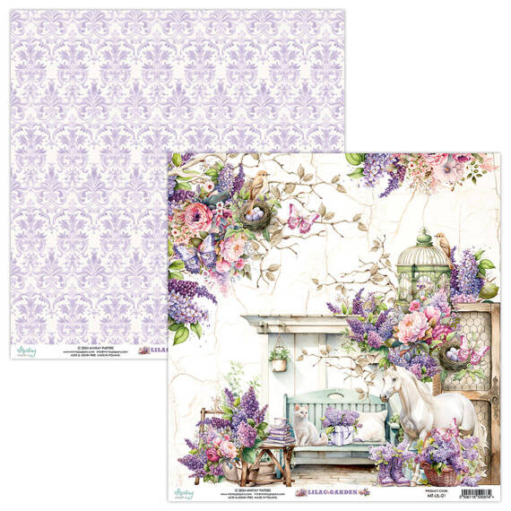 Papier do scrapbookingu 30x30 - Mintay - Lilac Garden 01