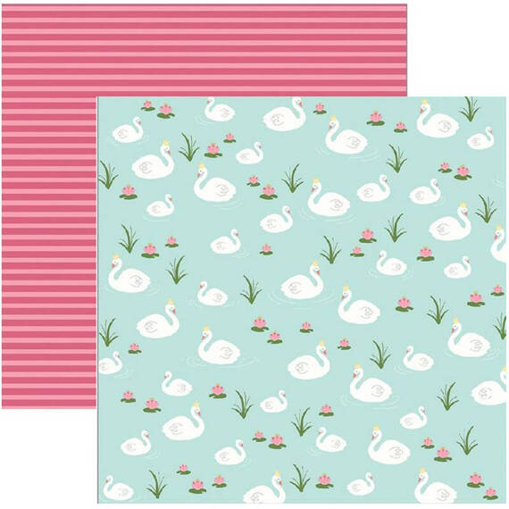 Papier do scrapbookingu 30x30 - Pebbles - Tealightful - Graceful Swans