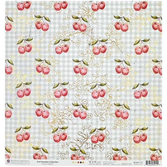 Papier do scrapbookingu 30x30 - Prima - Fruit Paradise - Cherry Galore