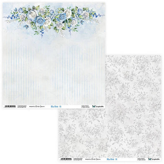 Papier do scrapbookingu 30x30 - ScrapAndMe - Blue Roses 05/06