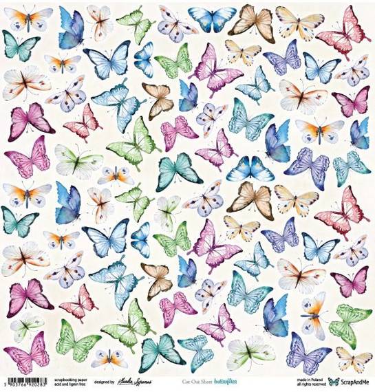 Papier do scrapbookingu 30x30 - ScrapAndMe - Butterflies - arkusz do wycinania