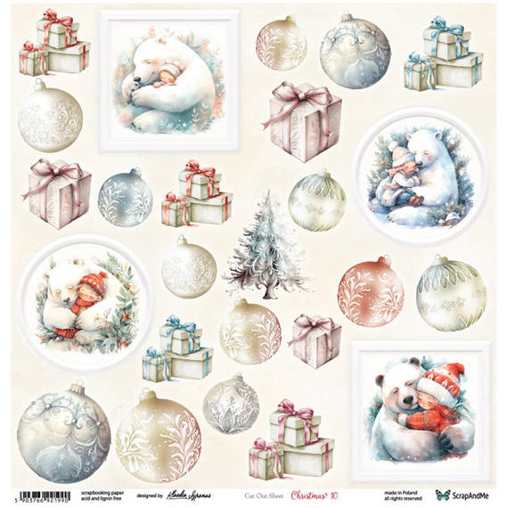 Papier do scrapbookingu 30x30 - ScrapAndMe - Christmas 10 - arkusz do wycinania