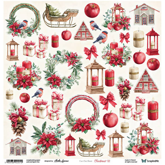 Papier do scrapbookingu 30x30 - ScrapAndMe - Christmas 12 - arkusz do wycinania