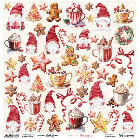 Papier do scrapbookingu 30x30 - ScrapAndMe - Christmas 13 - arkusz do wycinania