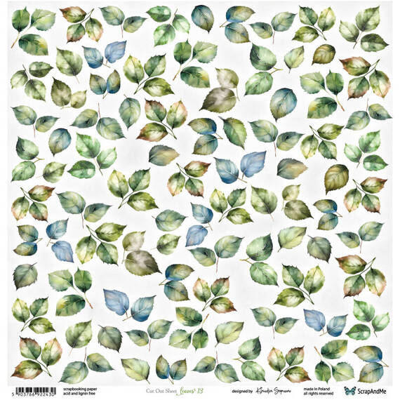 Papier do scrapbookingu 30x30 - ScrapAndMe - Leaves 13 - arkusz do wycinania