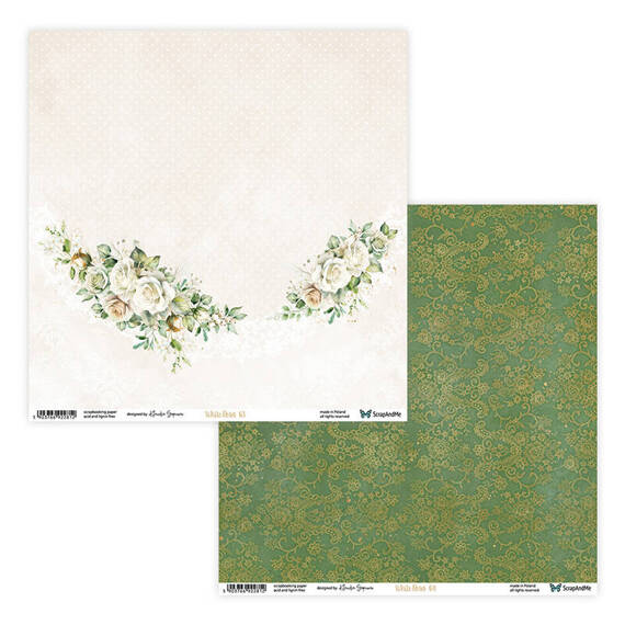 Papier do scrapbookingu 30x30 - ScrapAndMe - White Roses 03/04