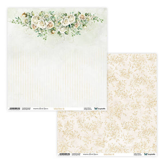 Papier do scrapbookingu 30x30 - ScrapAndMe - White Roses 05/06