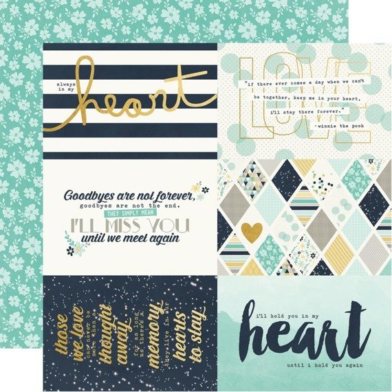 Papier do scrapbookingu 30x30 - Simple Stories - Heart Gold Foil - 4"X6" Elements