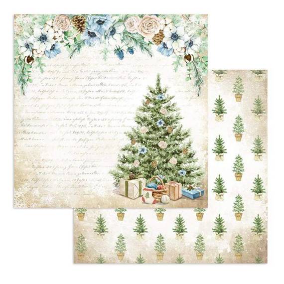 Papier do scrapbookingu 30x30 - Stamperia - Cozy Winter drzewko