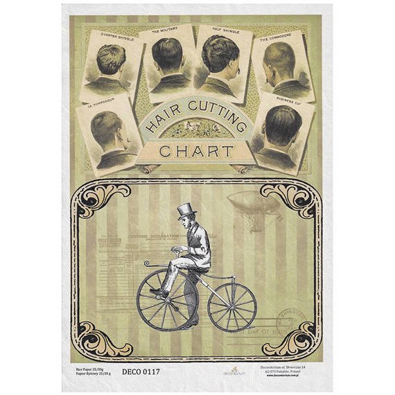 Papier ryżowy A4 - 0117 mężczyzna rower retro