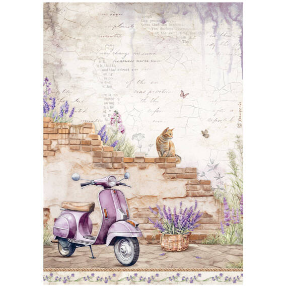 Papier ryżowy A4 - Stamperia - Lavender Vespa