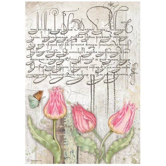 Papier ryżowy A4 - Stamperia - Romantic Garden tulipany