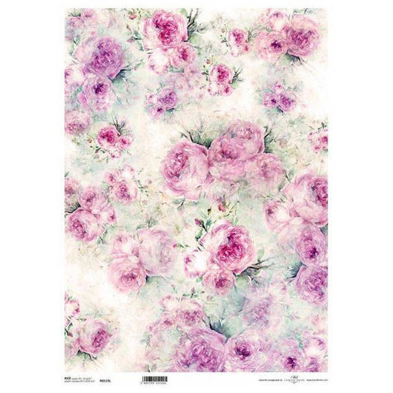 Papier ryżowy do decoupage A3 ITD-R519L Shabby Chic, tło, pastelowe róże