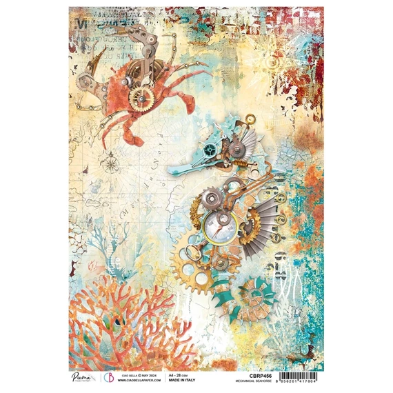 Papier ryżowy do decoupage A4 - Ciao Bella - Coral Reef - Mechanical Seahorse